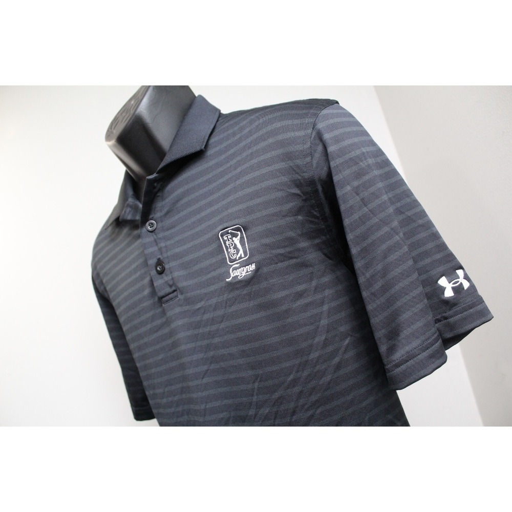 Under Armour TPC Sawgrass‎ Golf Polo Striped HeatGear Short Sleeve Mens Small
